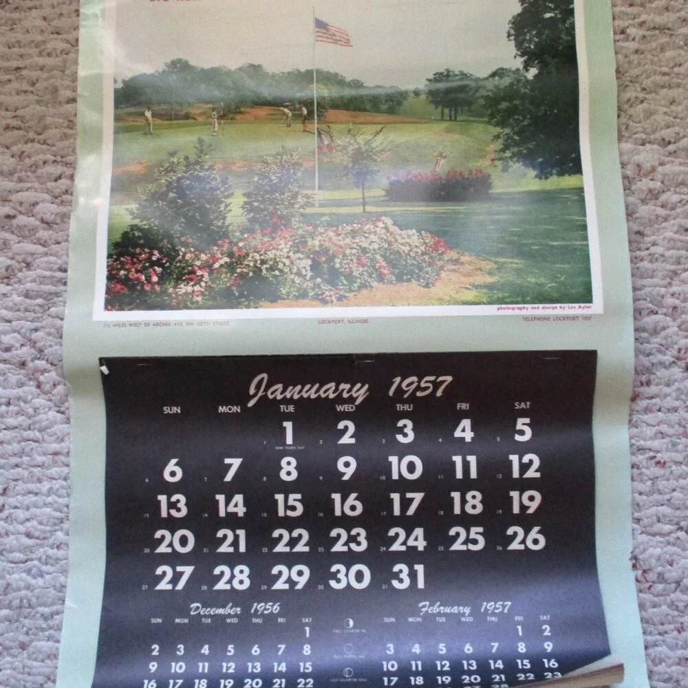 Vintage Big Run Golf Club, Lockport, llinois 1957 Yearly Calendar